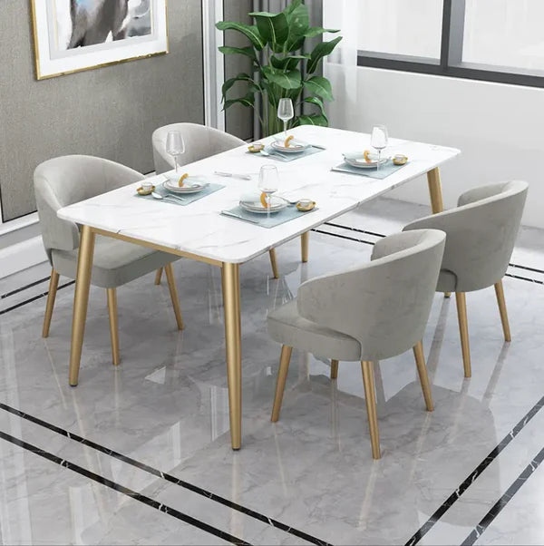Nordic Metal With Marble Dining Set Six Seater And Four Seater