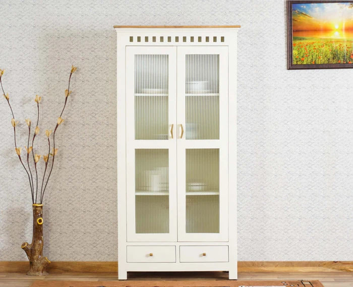 Solid Wood Kitchen Crockery Cabinet Two Door Two Drawers