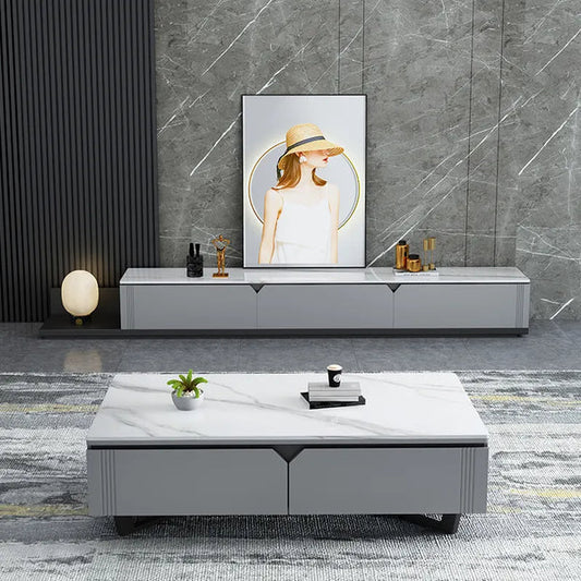 TV Stand Light Luxury Faux Marble Top