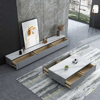 TV Stand Light Luxury Faux Marble Top