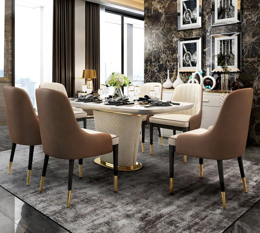 Modern Style Italian Dining Table With Marble Top