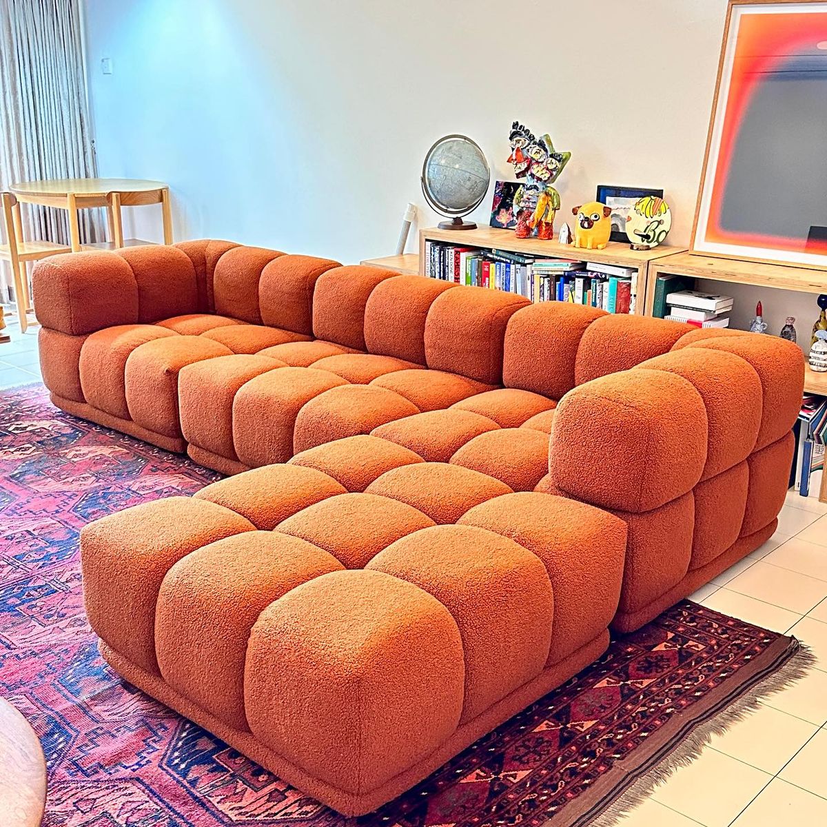 Softy Puff L-Shap Sofa set for Livingroom Office (Beige, Right L shape in cm: 70H x 103D x 170D x300W)