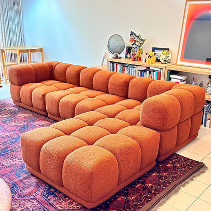 Softy Puff L-Shap Sofa set for Livingroom Office (Beige, Right L shape in cm: 70H x 103D x 170D x300W)