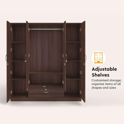 Modern Gold Touch Particle Wood  4 Door Almirah (Engineering Wood Wardrobe )
