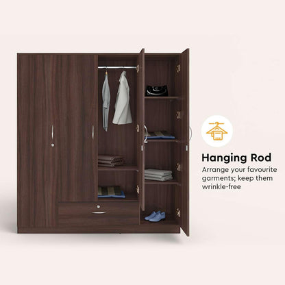 Modern Gold Touch Particle Wood  4 Door Almirah (Engineering Wood Wardrobe )