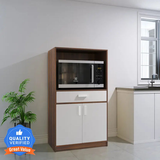 Burrell Engineered Wood Kitchen Cabinet  (Finish Color - Melamine GL Walnut & White, Knock Down)